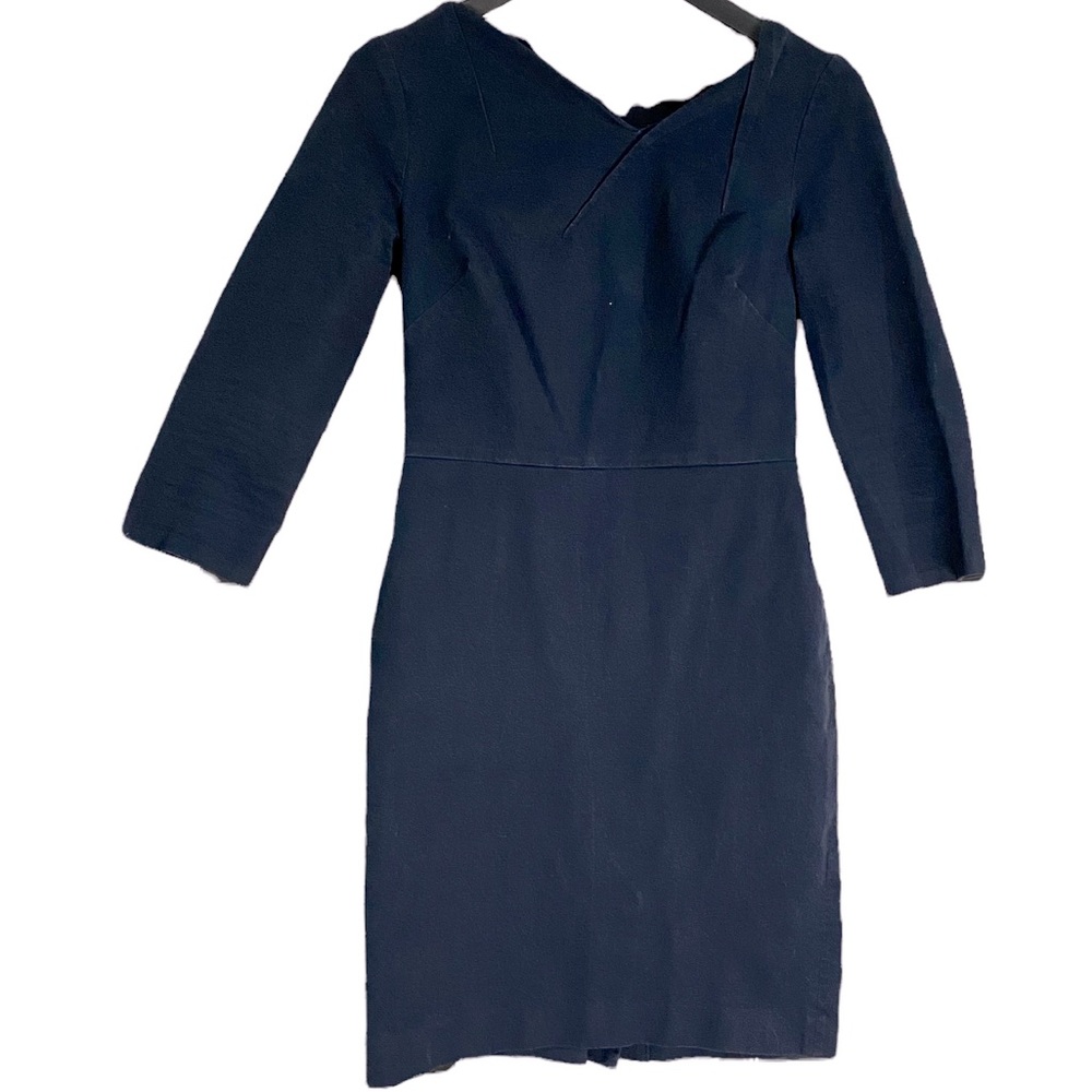 Banana Republic navy dress w/ geometric detailing. Hidden zipper in the back.